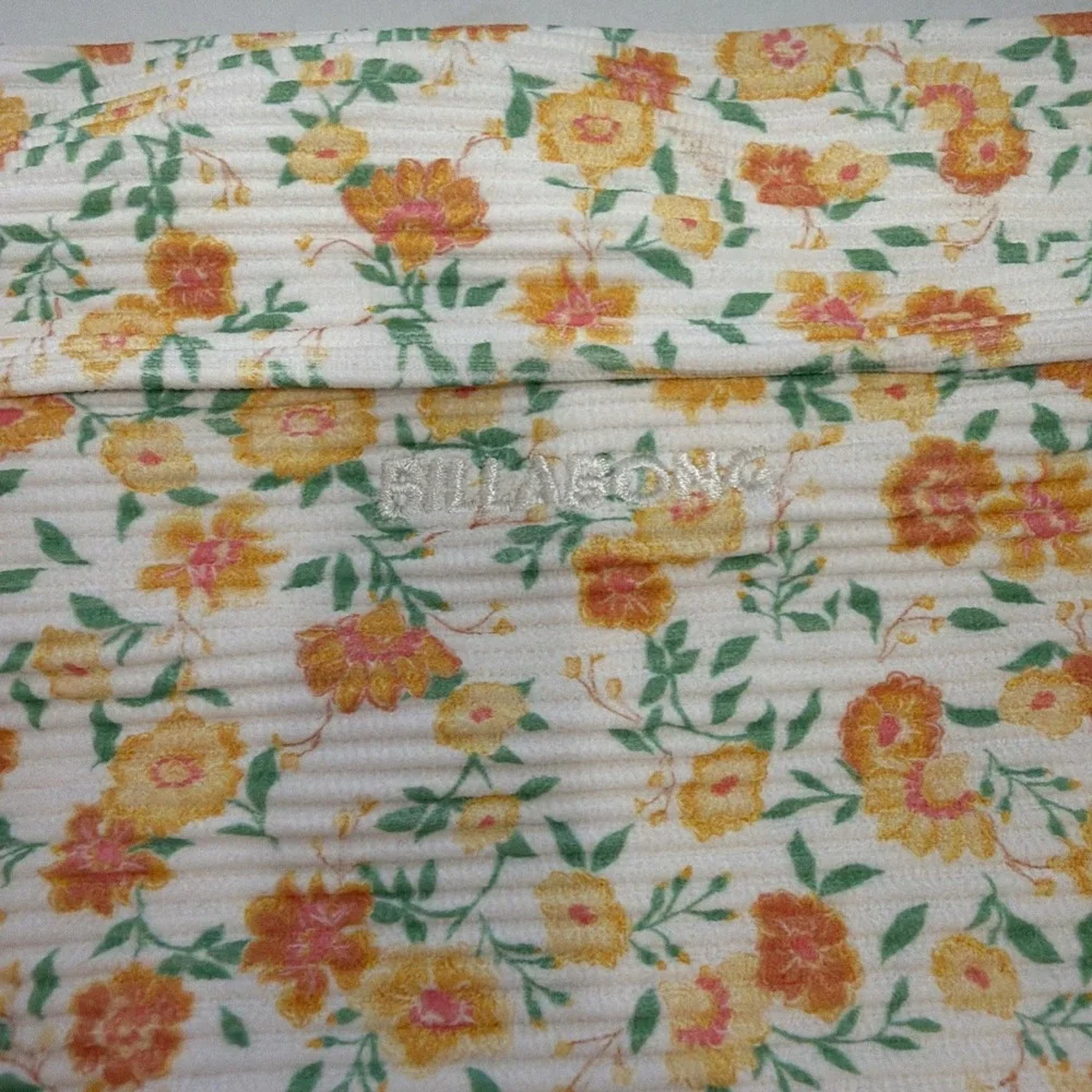Billabong Ain't She Sweet Tanlines Rise Bikini Bottom‎ Large Orange Floral NEW!